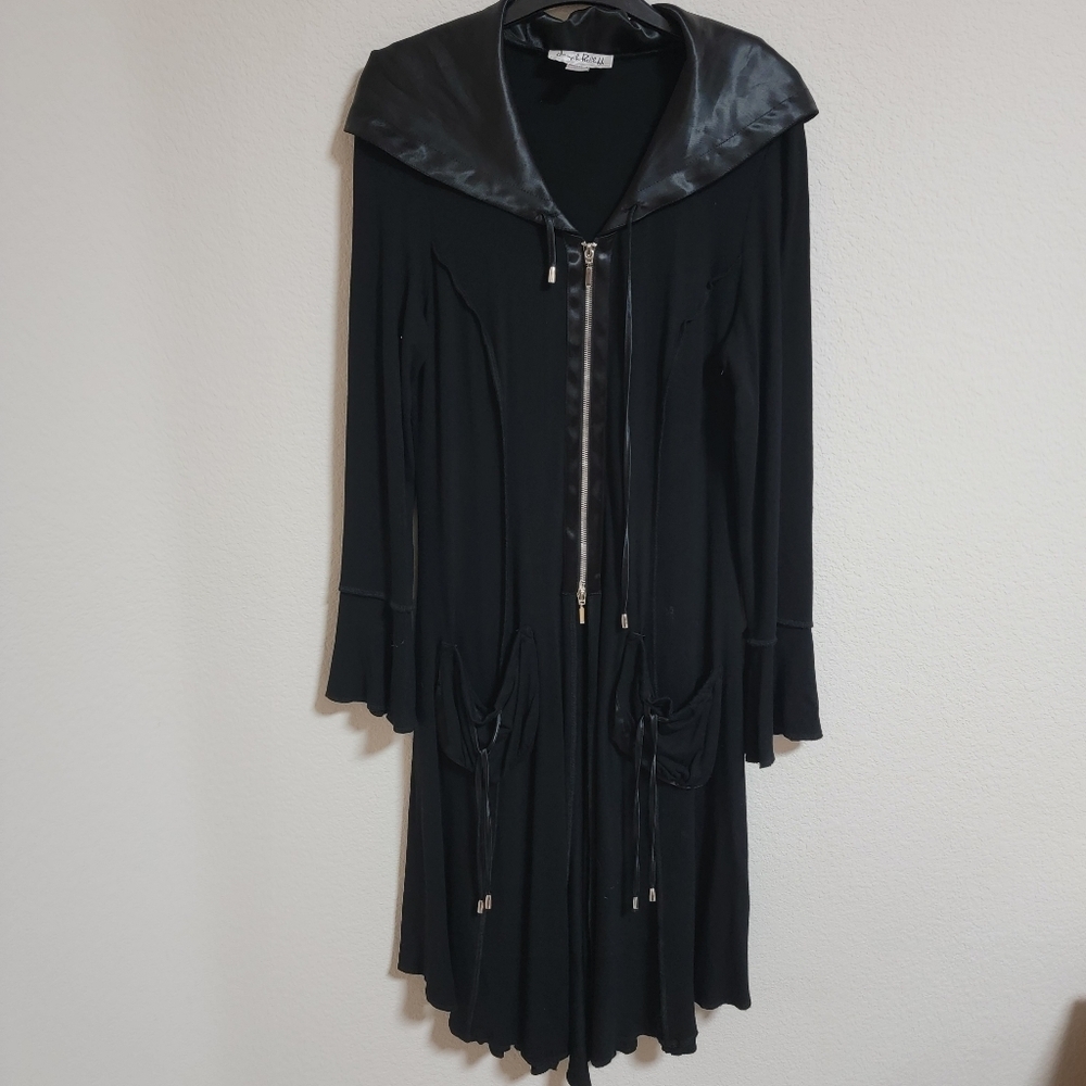 Joseph Ribkoff Satin Hooded Zip Front Jacket